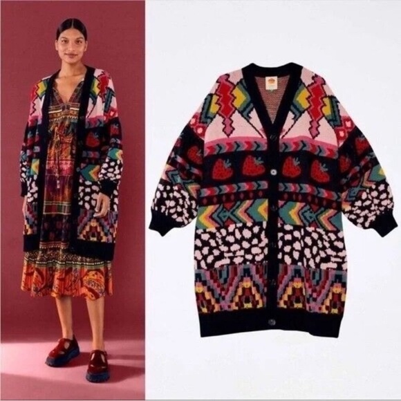 NWT FARM Rio Crazy Mix Long Knit Cardigan Size M - Picture 7 of 17